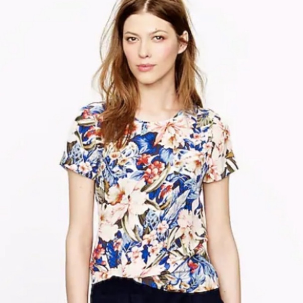 J.Crew Collection Mai Tai tropical floral silk top